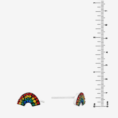 Silver Treasures Rainbow Multi Color Crystal Sterling Silver 9.4mm Stud Earrings