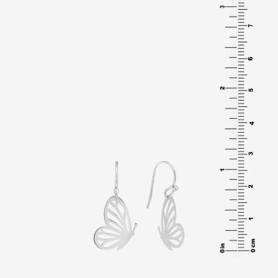 Silver Treasures Womens Sterling Silver Butterfly Drop Earrings