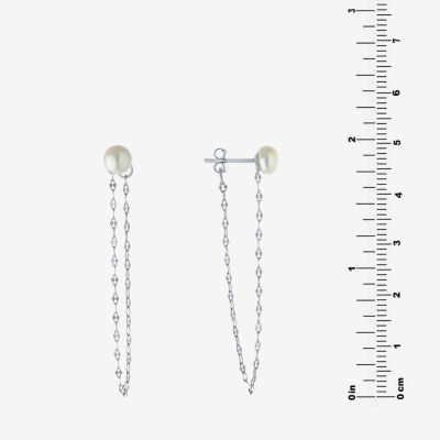 Silver Treasures Cultured Freshwater Pearl Simulated Pearl Sterling Silver Drop Earrings