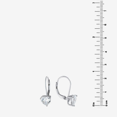 Silver Treasures Cubic Zirconia Sterling Silver Heart Drop Earrings