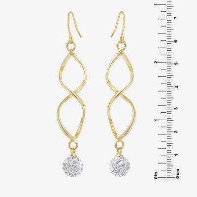 Sparkle Allure Twist Crystal 24K Gold Over Brass Drop Earrings