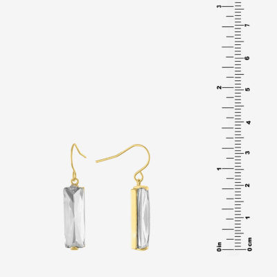 Sparkle Allure Crystal 24K Gold Over Brass Rectangular Drop Earrings