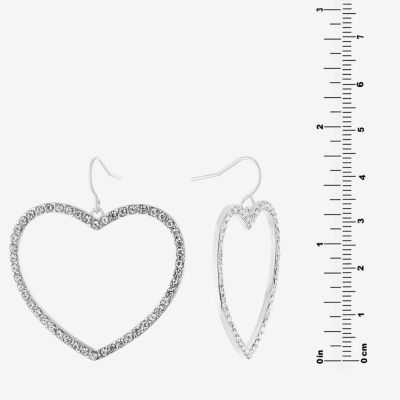 Sparkle Allure Crystal Pure Silver Over Brass Heart Drop Earrings