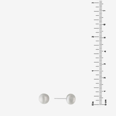 Silver Treasures White Cultured Freshwater Pearl Sterling Silver 9.9mm Stud Earrings