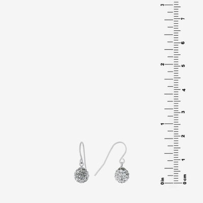 Silver Treasures Womens Crystal Sterling Silver Ball Drop Earrings