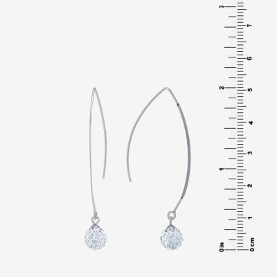 Silver Treasures Crystal Sterling Silver Drop Earrings