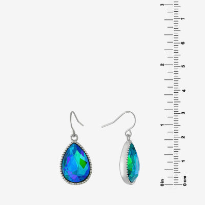 Sparkle Allure Silver Reflections Womens Blue Crystal Pure Silver Over Brass Pear Drop Earrings