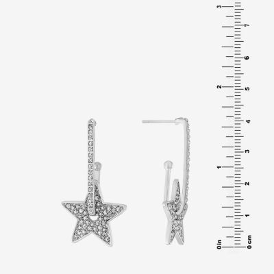 Sparkle Allure Crystal Pure Silver Over Brass Star Drop Earrings