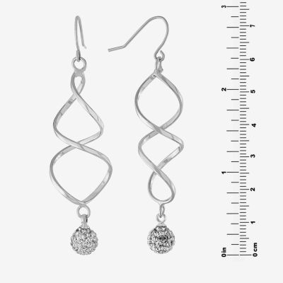 Sparkle Allure Womens Crystal Pure Silver Over Brass Drop Earrings