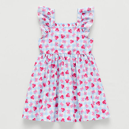 Disney Toddler Girls Short Sleeve Ruffled Minnie Mouse A-Line Dress, 2t, Blue