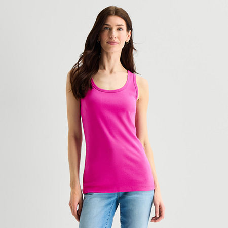 St. John's Bay Womens Scoop Neck Sleeveless Tank Top, Xx-large, Pink