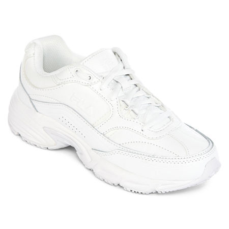 FILA Memory Workshift Womens Slip-Resistant Athletic Shoes, 9 Wide, White