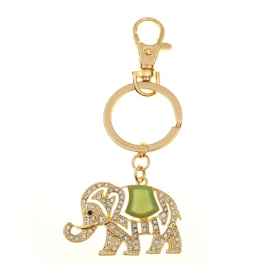 GoldTone & Green Stone Elephant Key Fob, Color Green JCPenney