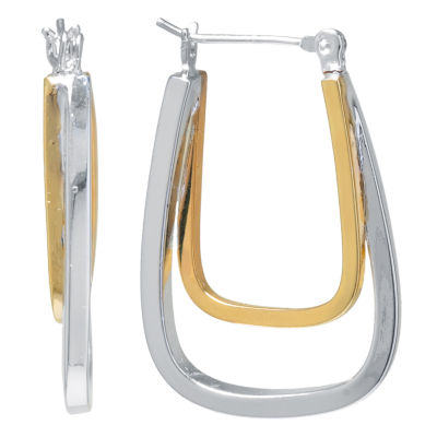 Pure Silver Over Brass Hoop Earrings