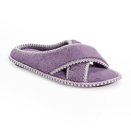 Muk Luks Ada Crossband Womens Slip-On Slippers, Medium, Purple