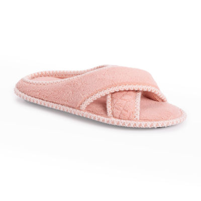 Muk Luks Ada Crossband Womens Memory Foam Slip-On Slippers
