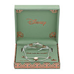 Disney Classics Crystal Pure Silver Over Brass 8 Inch Cable Crown Heart Princess Bolo Bracelet