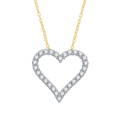 (H-I / I1) Womens 1/2 CT. T.W. Lab Grown White Diamond 10K Gold Heart 18 Inch Pendant Necklace