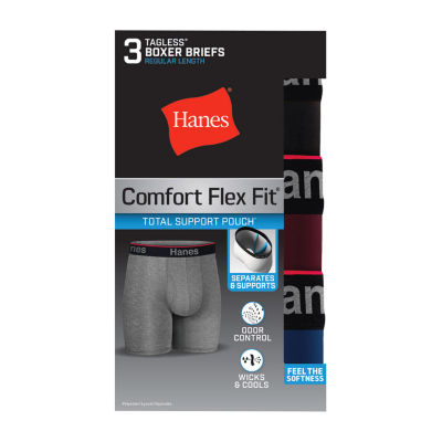 Hanes Ultimate Men's Total Support Pouch Boxer Brief, Black/Grey