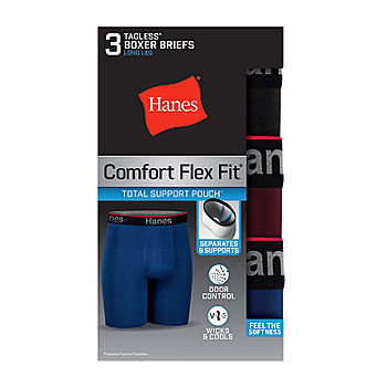 Hanes Ultimate Comfort Flex Fit Total Support Pouch Mens 3 Pack Long Leg  Boxer Briefs