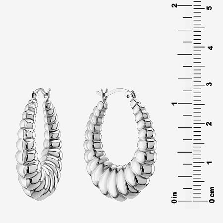 Sterling Silver 29.5mm Hoop Earrings, One Size