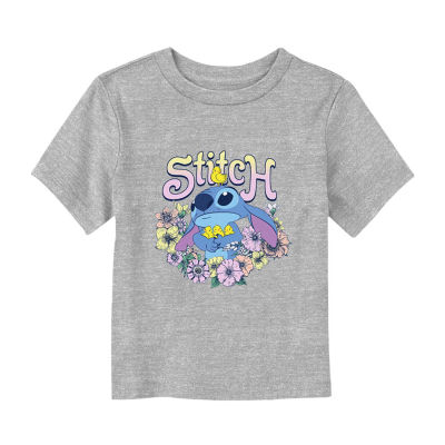 Disney Collection Toddler Girls Crew Neck Short Sleeve Regular Fit Lilo & Stitch Graphic T-Shirt