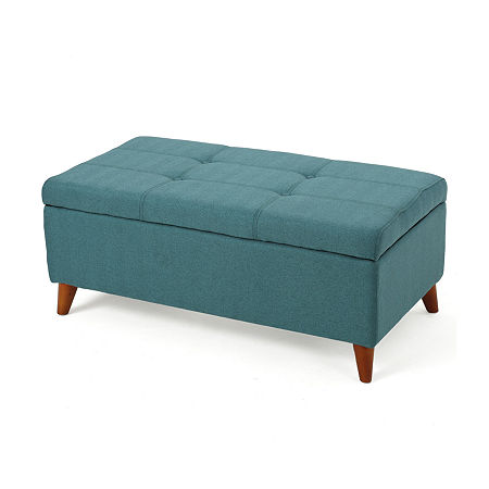 Harper Storage Ottoman, One Size, Green