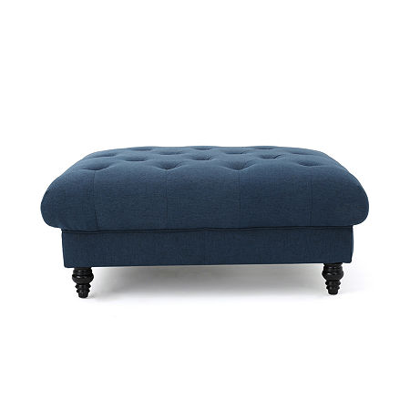 Bordeaux Upholstered Ottoman, One Size, Blue