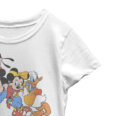 Disney Little & Big Kid Girls Crew Neck Short Sleeve Slim Fit Mickey and Friends Graphic T-Shirt