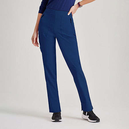 Barco Unify Bup601 Purpose 5-Pocket High-Rise Slim Leg Womens Plus Tall Stretch Fabric Moisture Wicking Scrub Pant, Xx-large, Blue