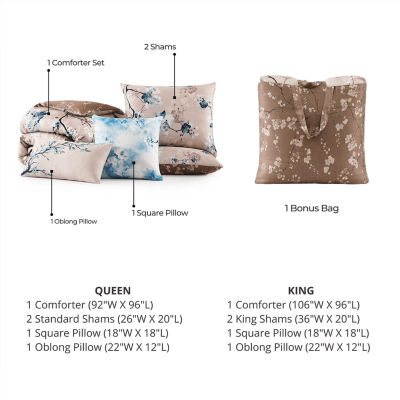 Bebejan Blue Blossom 5-pc. Midweight Reversible Comforter Set