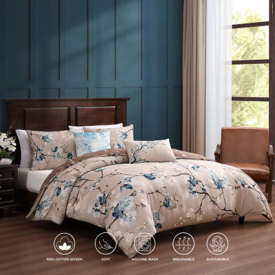 Bebejan Blue Blossom 5-pc. Midweight Reversible Comforter Set