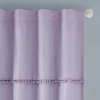 INK+IVY Kids Holly Pom Pom Rod Pocket Back Tab 100% Blackout Single Curtain Panel