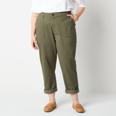 St. John's Bay Womens Stretch Fabric Slim Cargo Pant-Plus