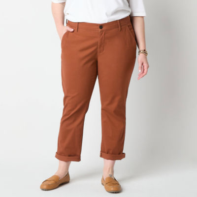 St. John's Bay Plus Women's Relaxed Fit Girl Friend Chino Pant