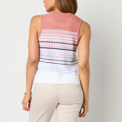 Liz Claiborne Womens Crew Neck Sleeveless Tank Top