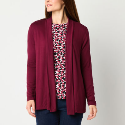 Liz Claiborne Womens Long Sleeve Open Front Cardigan