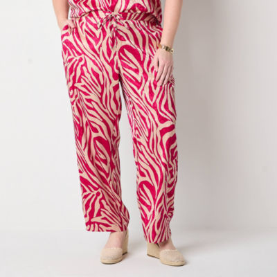 Liz Claiborne Womens Mid Rise Wide Leg Drawstring Pant - Plus