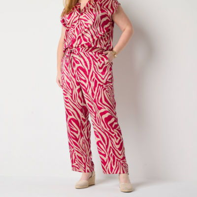Liz Claiborne Womens Mid Rise Wide Leg Drawstring Pant - Plus