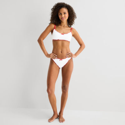 Arizona Womens Adjustable Straps Textured Juniors Bralette Bikini Swimsuit Top