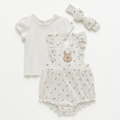 Disney Baby Girls 3-pc. Winnie The Pooh Shortall Set
