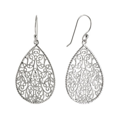 Silver Reflections Womens Pure Silver Over Brass Drop Earrings