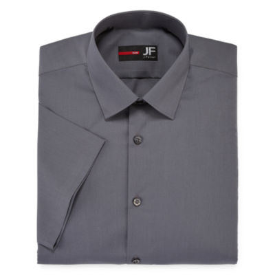 J. Ferrar Mens Stretch Short Sleeve Broadcloth Slim Dress Shirt