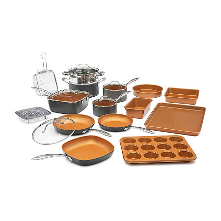 Gotham Steel Pro Hard Anodized 20-pc. Nonstick Cookware And Bakeware Set, One Size, Orange