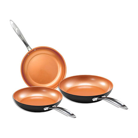 Gotham Steel Pro Hard Anodized 3-pc. Nonstick Ceramic Frying Pan Set, One Size, Orange