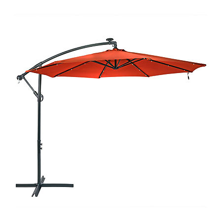 Sunnydaze 10-Foot Steel Offset Solar Patio Umbrella, One Size, Orange