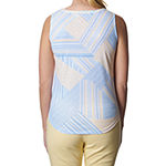 Hearts Of Palm Plus Womens Henley Neck Sleeveless Blouse