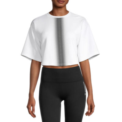 Sports Illustrated Womens Crew Neck Short Sleeve Crop Top, Color White