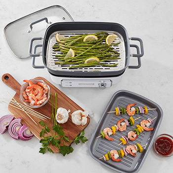 MegaChef Reversible Indoor Grill and Griddle with Removable Glass LID.
