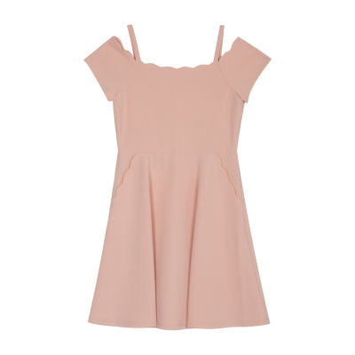 Rare Editions Big Girls Short Sleeve Cold Shoulder Sleeve Skater Dress